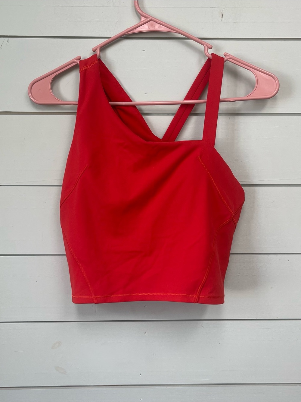 Lululemon everlux asymmetrical tennis tank top hot heat red women's size 6